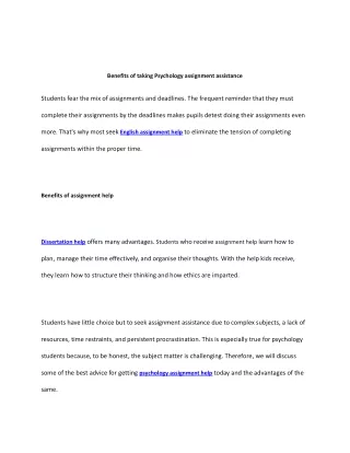 benefits of taking psychology assignment
