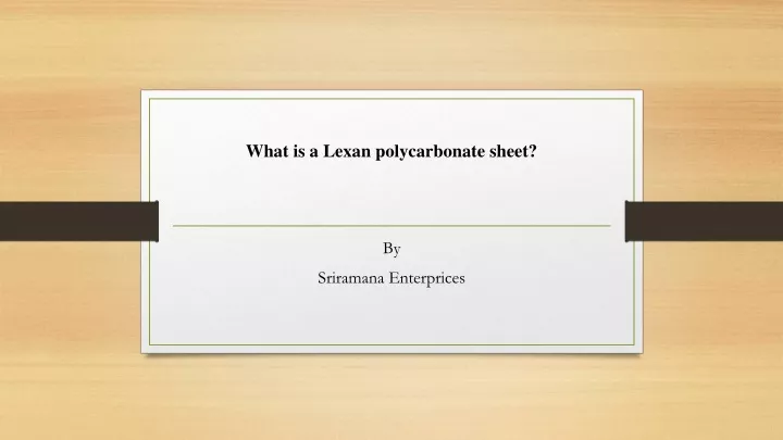 what is a lexan polycarbonate sheet