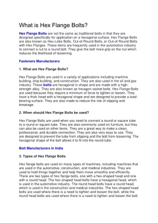 what is hex flange bolts