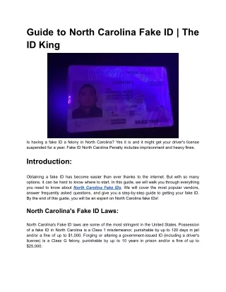 Guide to North Carolina Fake ID - The ID King