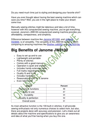 Janome JW8100 Reviews Expert Explains Buy It or Not