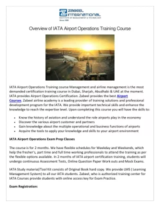 Overview of IATA Airport Operations Training Course