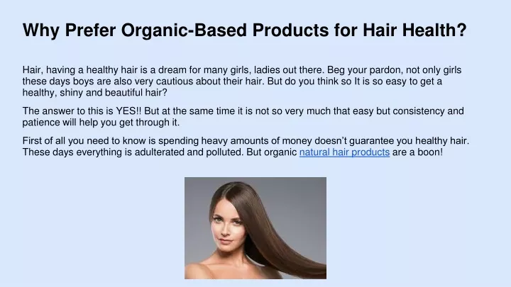 why prefer organic based products for hair health