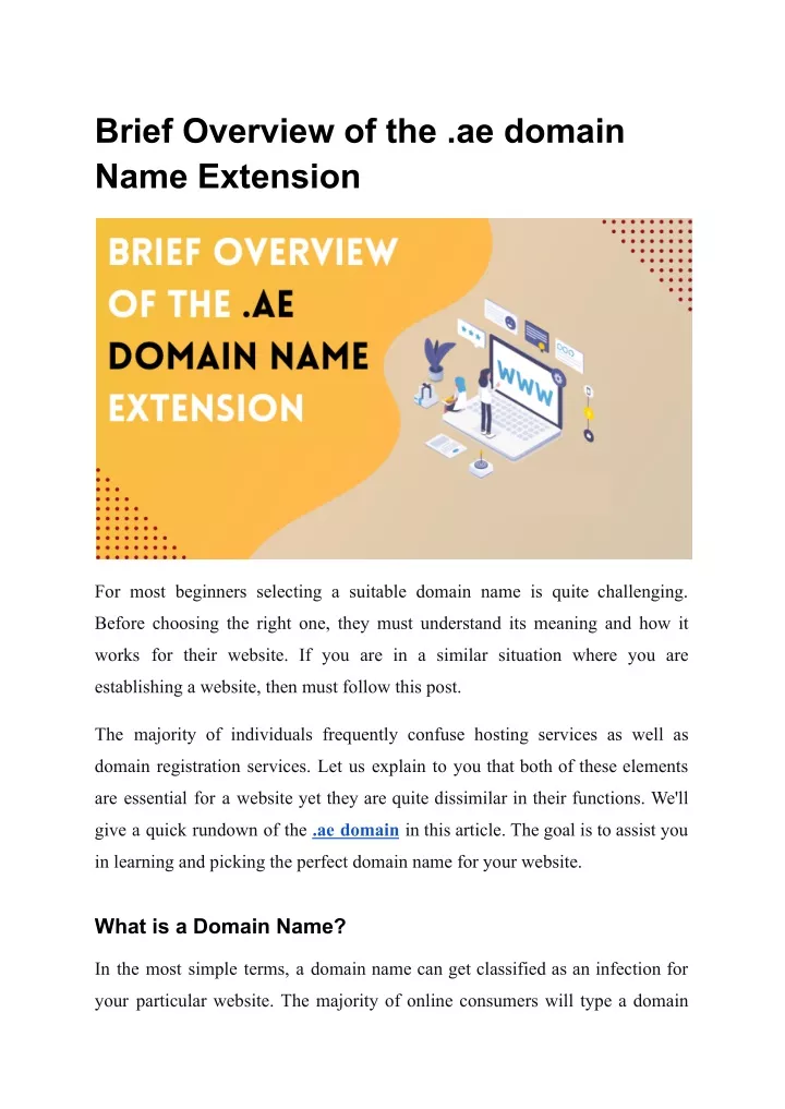 brief overview of the ae domain name extension