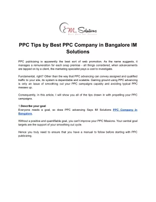 PPC Tips by Best PPC Company in Bangalore IM Solutions