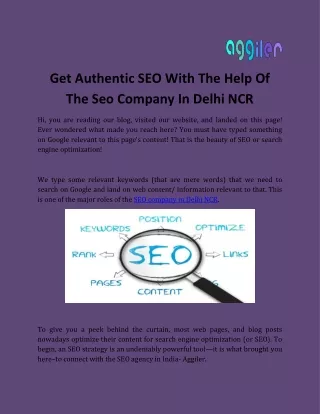Get Authentic SEO With The Help Of The Seo Company In Delhi NCR