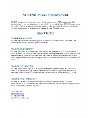 SOLINK Power Procurement