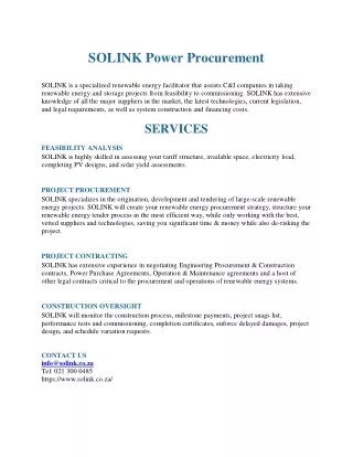solink power procurement solink is a specialized