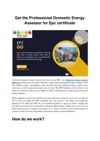 Get the Professional Domestic Energy Assessor for Epc certificate.ppt