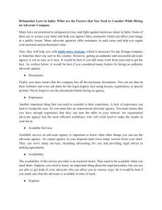 What are the Factors that You Need to Consider While Hiring an Advocate Company