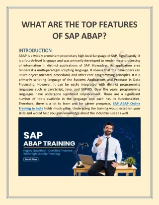 What Are the Top Features of SAP ABAP