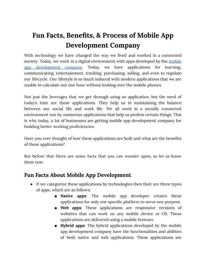 fun facts benefits process of mobile