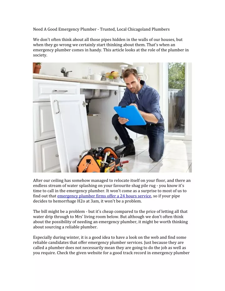 need a good emergency plumber trusted local