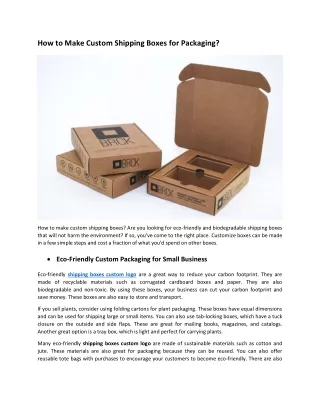 How to Make Custom Shipping Boxes for Packaging?