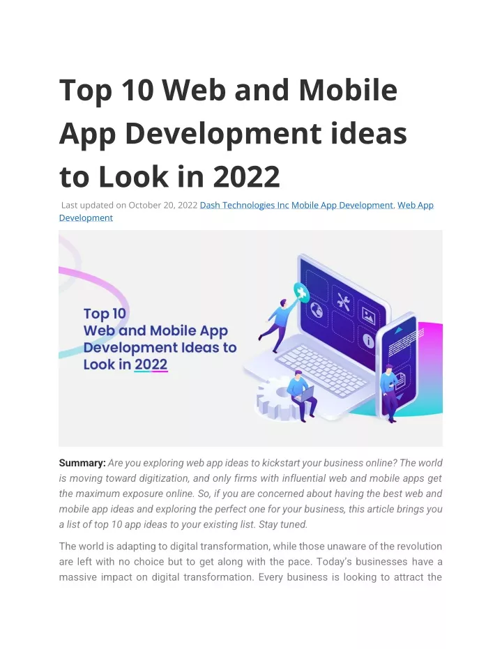 top 10 web and mobile app development ideas