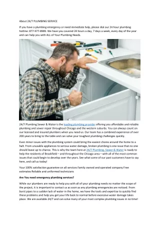 PLUMBING SEWER & WATER IN GLEN ELLYN , Lombard , Wheaton, Naperville