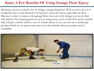 know a few benefits of using garage floor epoxy