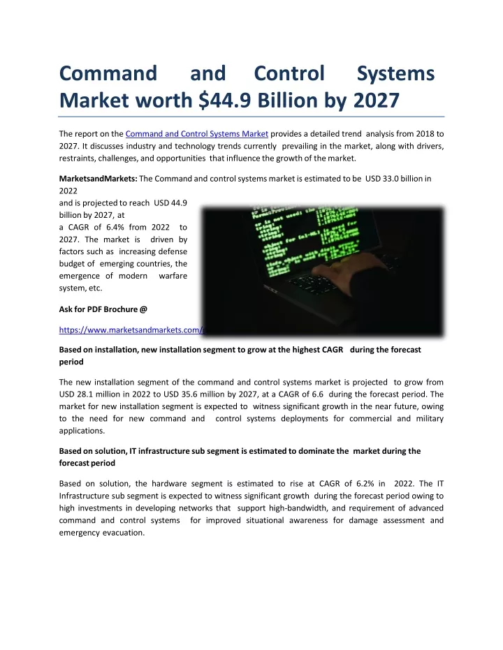 c o m m a n d a n d c o n t r o l s y s t e m s market worth 44 9 billion by 2027