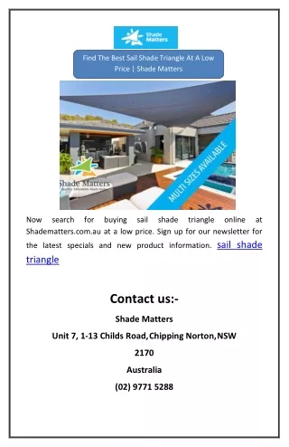 find the best sail shade triangle at a low price