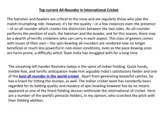 Top current All-Rounder in International Cricket