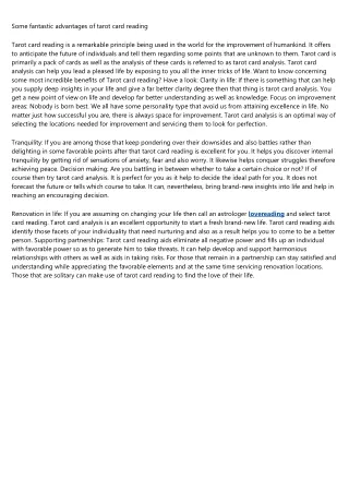 some fantastic advantages of tarot card reading