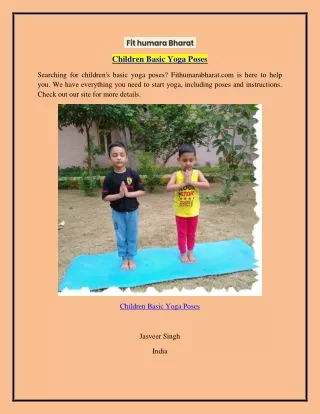 Children Basic Yoga Poses  Fithumarabharat