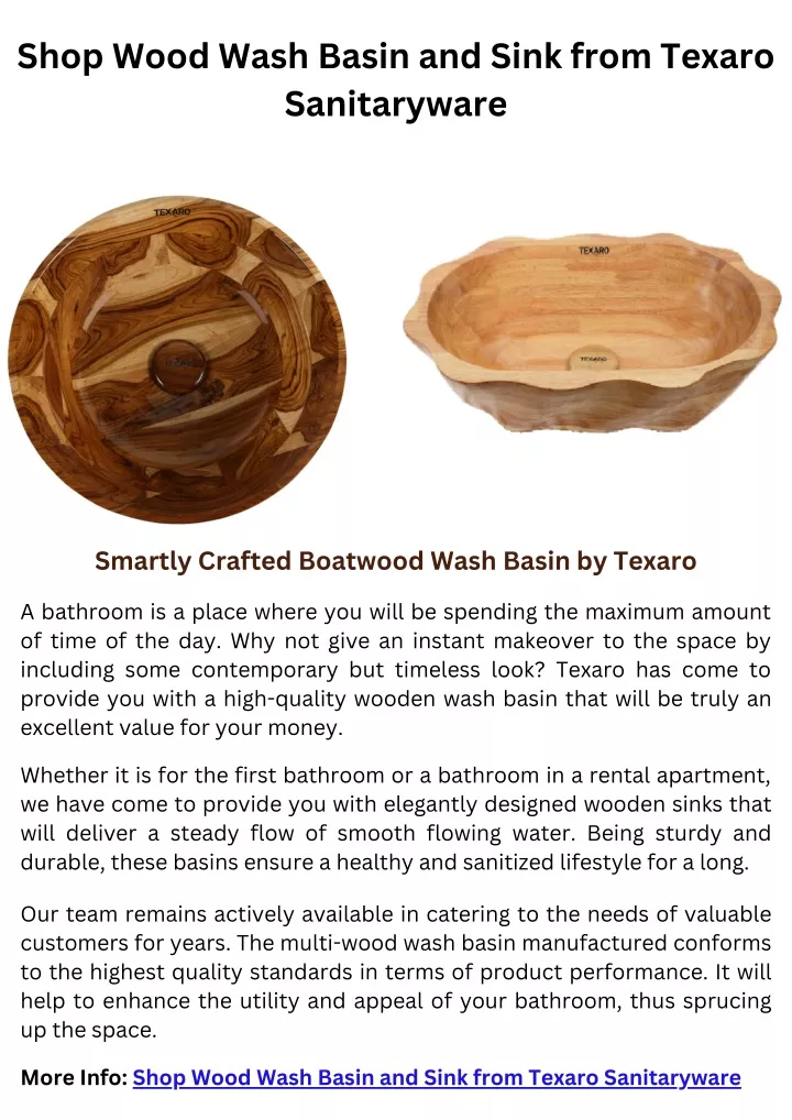 shop wood wash basin and sink from texaro