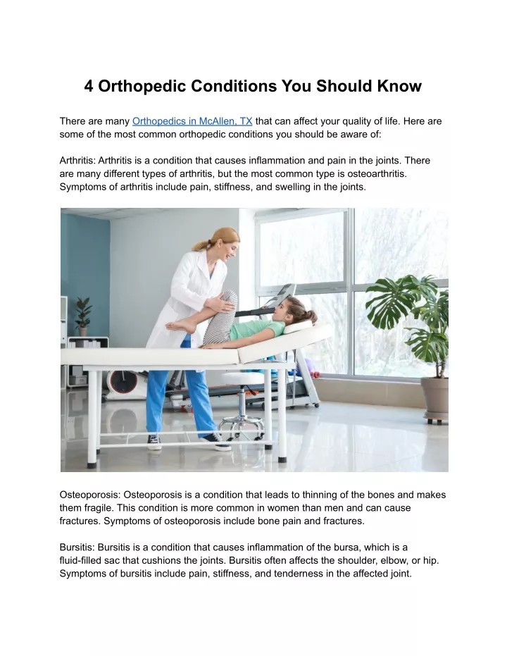 4 orthopedic conditions you should know