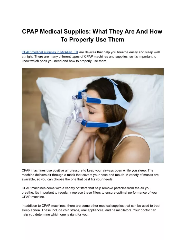 cpap medical supplies what they