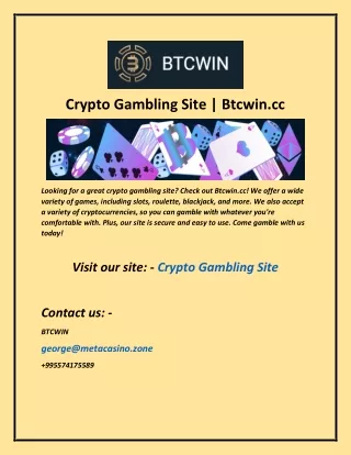 Crypto Gambling Site  Btcwin cc