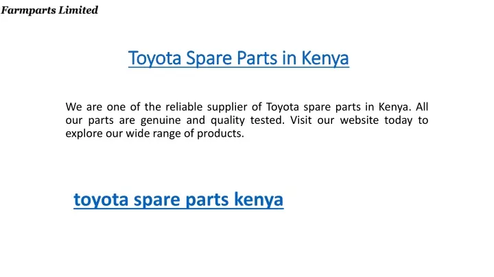 toyota spare parts in kenya