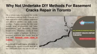 Why Not Undertake DIY Methods For Basement Cracks Repair in Toronto