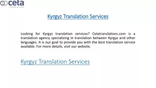 Kyrgyz Translation Services Cetatranslations.com
