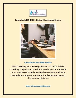 Consultoría ISO 14001 Galicia | Maoconsulting.es