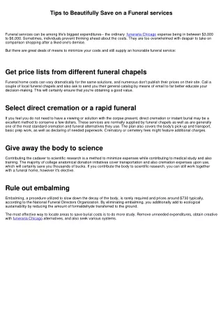 Tips to Beautifully Save Money On a Funerals
