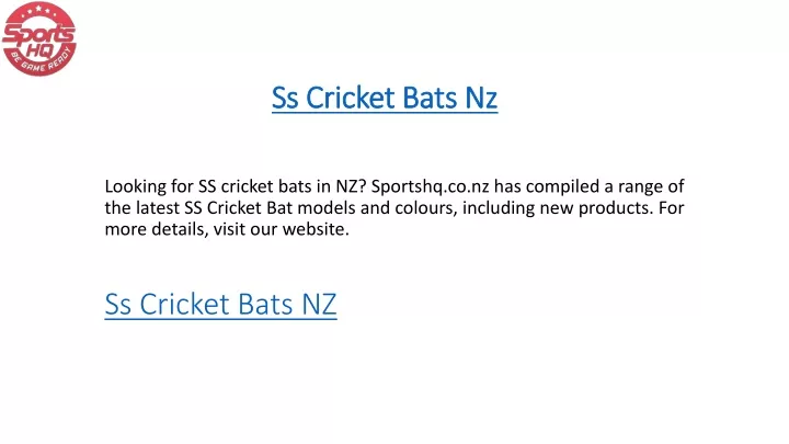 ss cricket bats nz