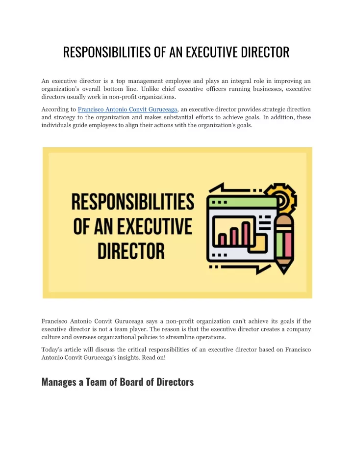 responsibilities of an executive director