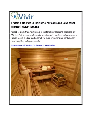 Tratamiento Para El Trastorno Por Consumo De Alcohol México  Avivir.com.mx