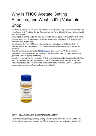 Why Is THCO Acetate Getting Attention, and What Is It? | Voluntate Shop