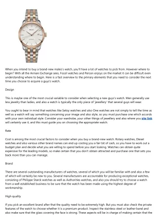 when you intend to buy a brand new males s watch