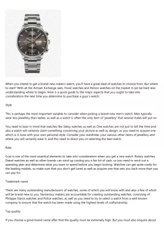 when you intend to get a brand new males s watch