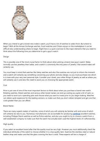 when you intend to get a brand new males s watch