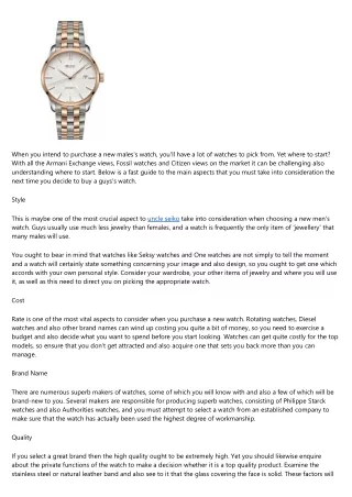 when you intend to purchase a new males s watch