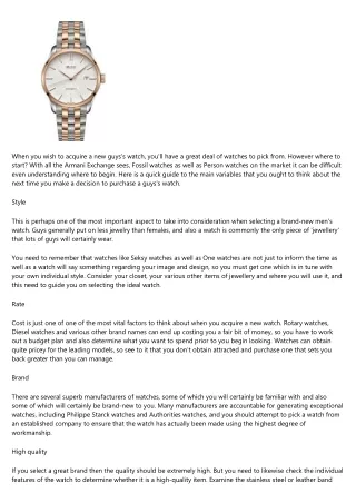 when you wish to acquire a new guys s watch