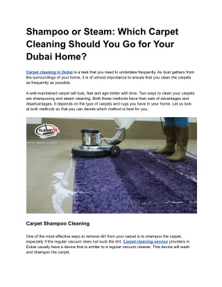 Which Carpet Cleaning Should You Go for Your Dubai Home