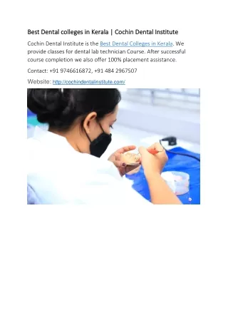 Best dental colleges in Kerala