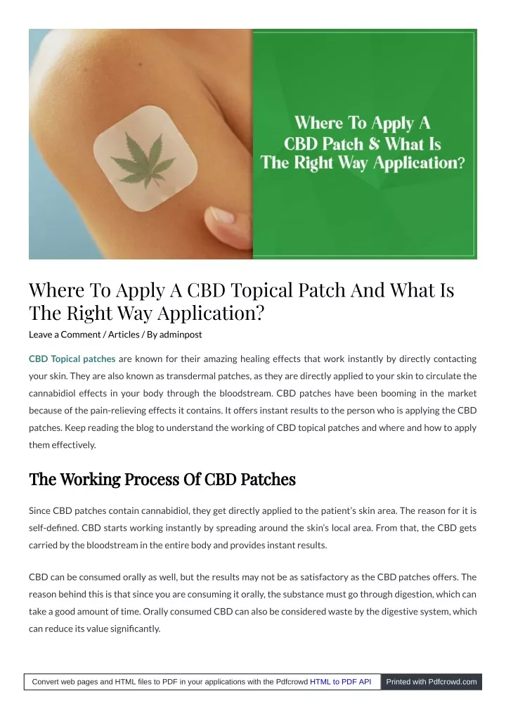 where to apply a cbd topical patch and what