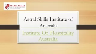 Institute of Hospitality Australia | Asia.edu.au
