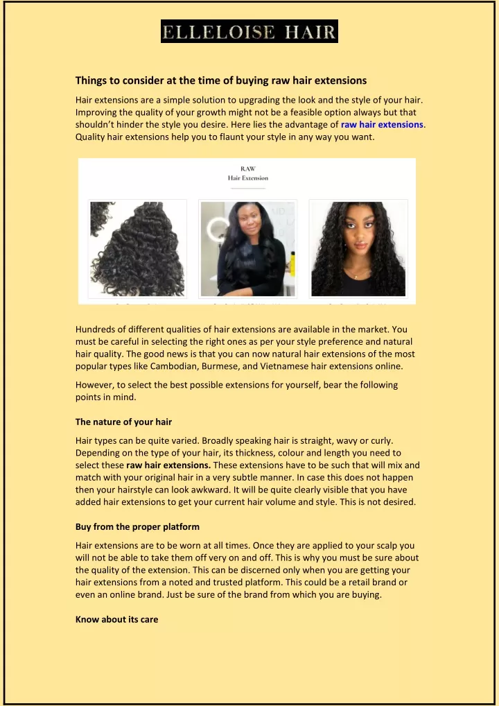 things to consider at the time of buying raw hair