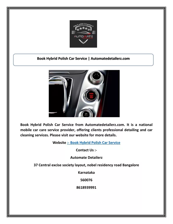 book hybrid polish car service automatedetailerz